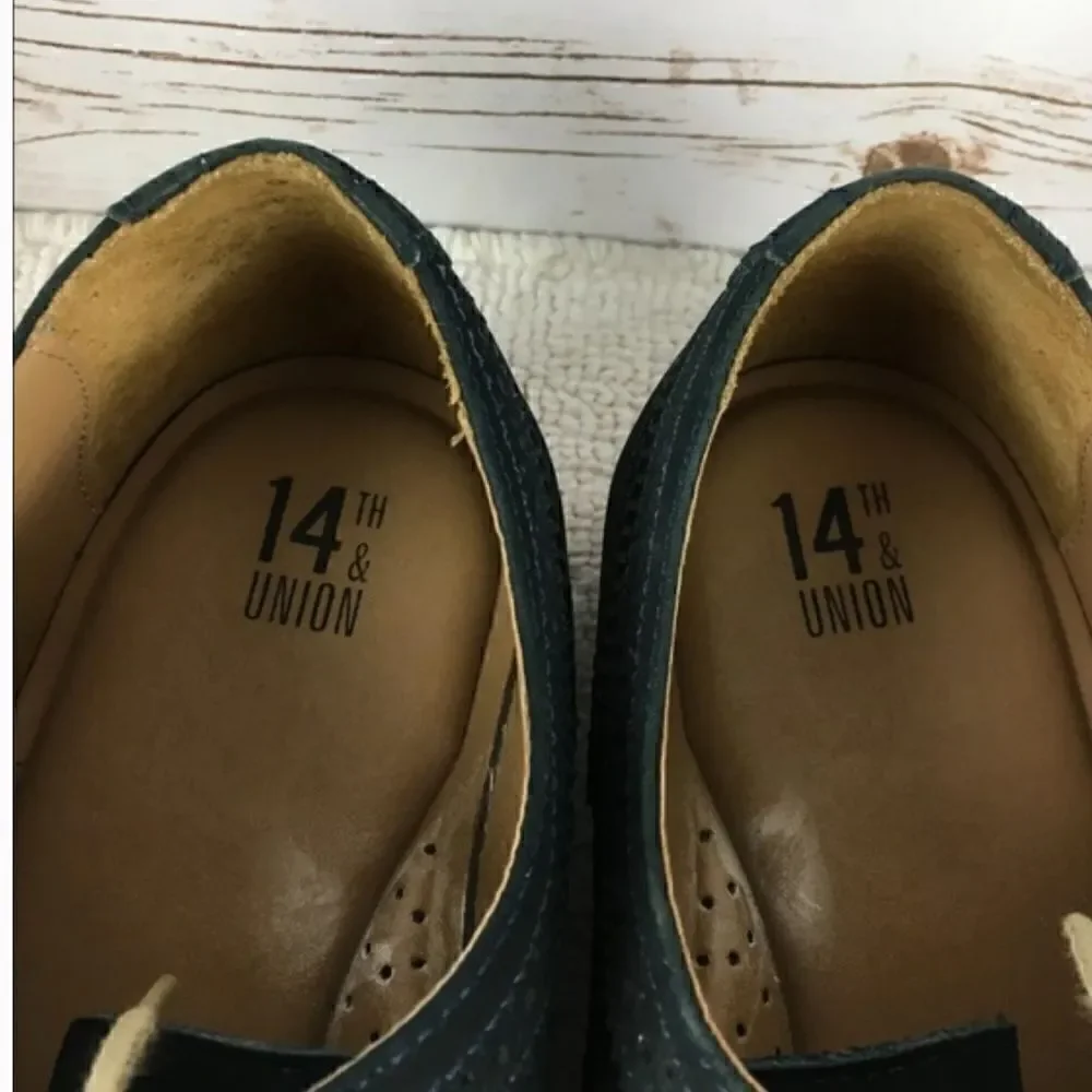 14th & Union Oxfords Men’s 9 Suede Wingtips Navy Blue Laceup Preppy Business Wor